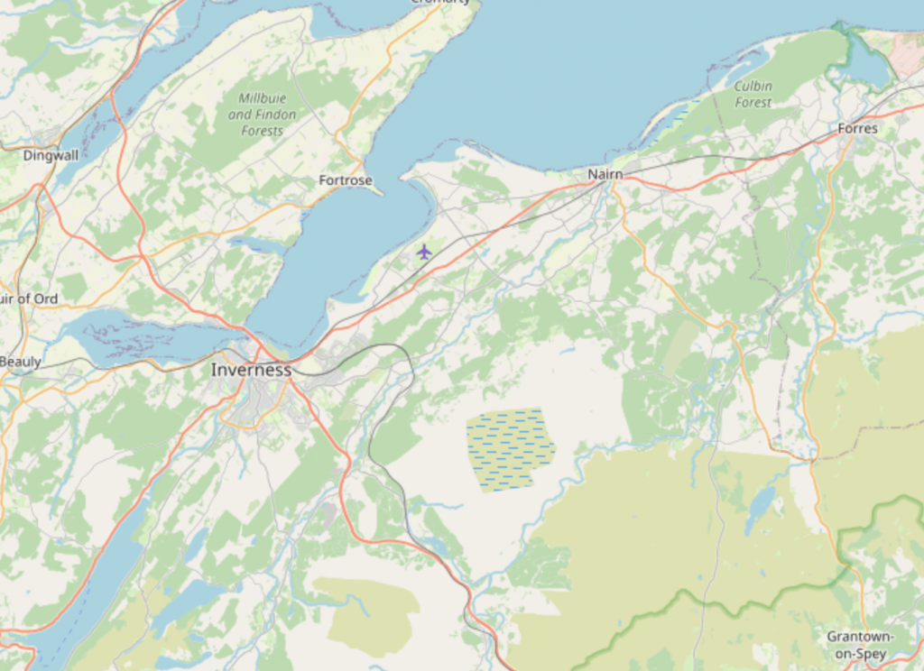 service area map spanning from Dingwall to Grantown-on-spey from Forres to Beauly